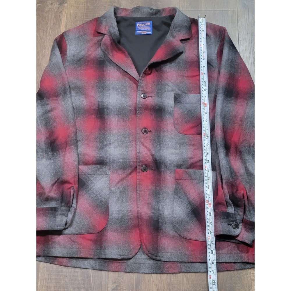 Pendleton Heritage Limited Edition Red Grey Shadow Plaid Wool Blazer Jacket XXL